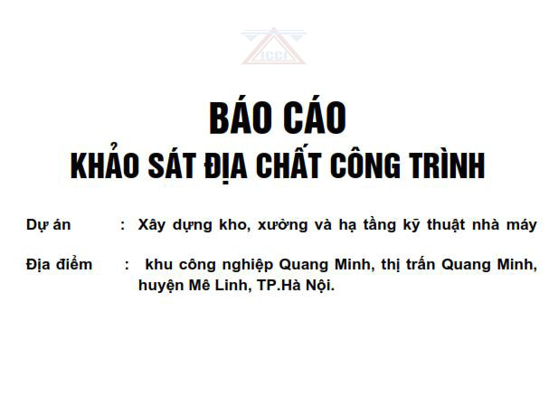 Báo cáo khảo sát địa chất khu vực KCN Quang Minh, huyện Mê Linh, Tp Hà Nội
